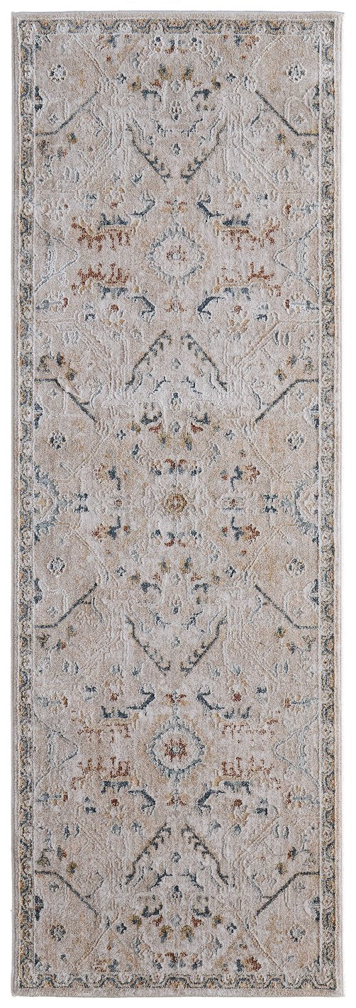 Feizy Rugs Pasha Global Charm Rug – Vibrant Machine-made Polyester, Pet-friendly, Low Pile For Any Space Taupe,Ivory,Blue Polyester Pas39m6fbgeblui02