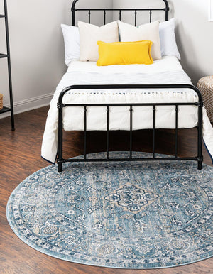 Unique Loom Newport Ochre Machine Made Border Rug Blue, Light Brown/Light Blue 10' 2" x 10' 2"