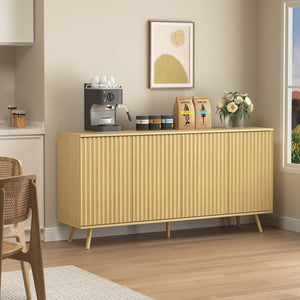English Elm Sideboard Walnut Credenza with Hexagonal Doors and Adjustable Shelves for Dining Areas W409P327407