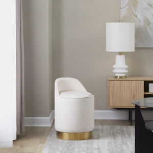 English Elm 18" Tufted Velvet Vanity Stool with 360 Swivel Base and Hidden Storage Compartment Cream B202P471497