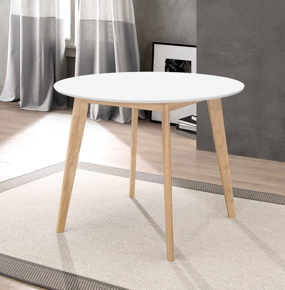 English Elm 40-inch Two-Tone Round Dining Table Matte White Top Natural Wood Base Mid-Century Modern Metal Wood Blend B016P369792