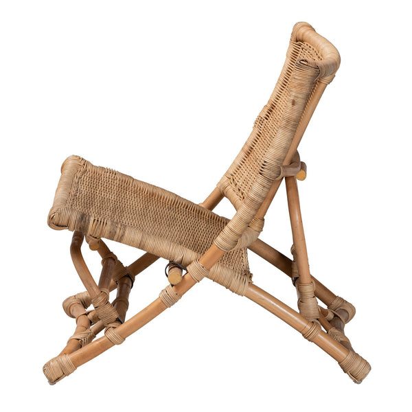 English Elm Modern Handcrafted Rattan Foldable Lounge Chair Bohemian Woven Seat for Boho Interiors B2750P470077