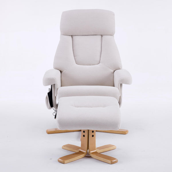 English Elm Black Pu Leather Swivel Accent Chair with Ottoman Heated Massage Wood Base Lounge W3248P464442