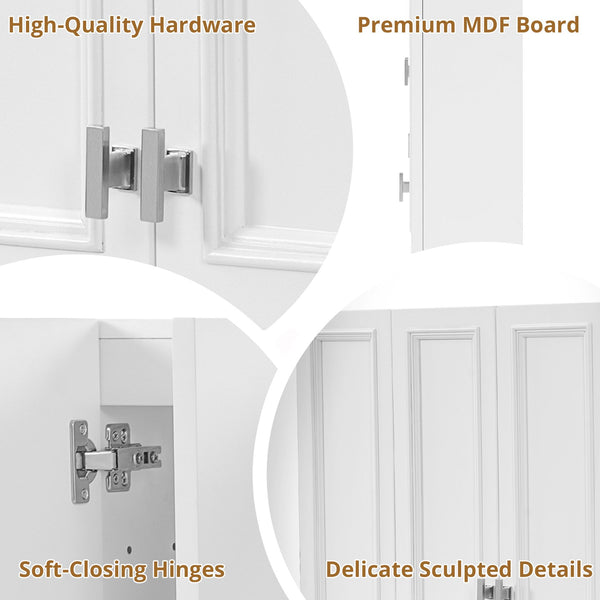 English Elm Modern Wall Mounted Medicine Cabinet with Open Shelving and Soft Close Hinges for Bath N710P358592K