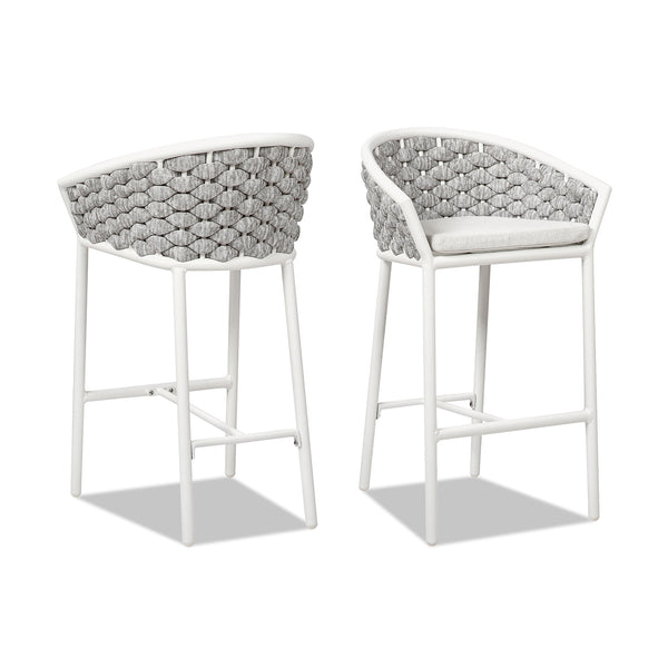 English Elm Jennifer Taylor Home - Rowan 27.5" Rope Barrel Counter Stool Set of 2 — Optic White Acrylic, Weatherproof Woven Comfort B2719P245992