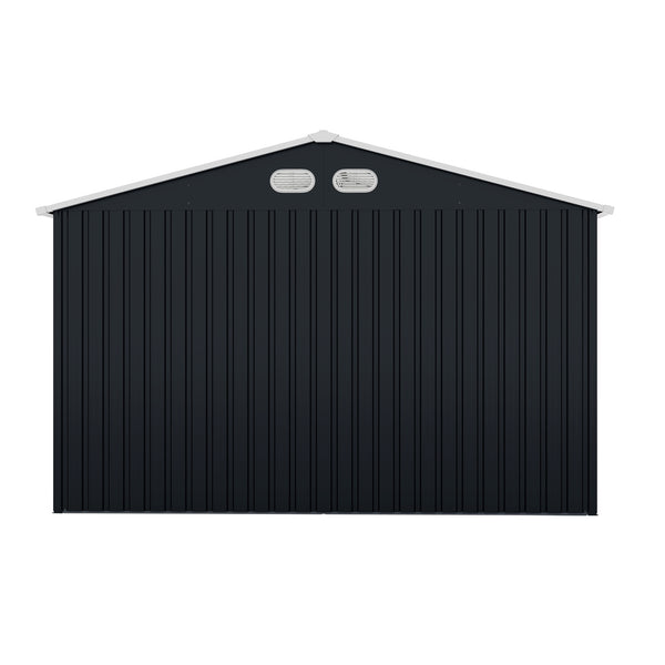 English Elm Outdoor Metal Storage Shed 8x10 with Four Windows Lockable Doors Waterproof Steel W1598S00038