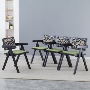 English Elm 2 Black Rubberwood Dining Chairs With Rattan-Style Seats – Medieval Elegance For Modern Spaces W2720P237609