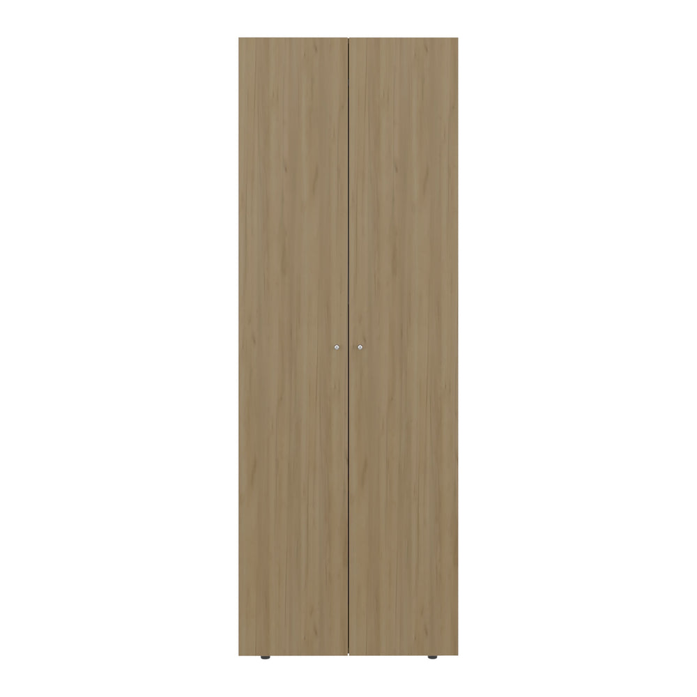 English Elm Home 2 Doors Closet System Armoire with Hanging Rod & Shelf, Compact Modern Oak Storage Solution for Small Spaces B200P362057
