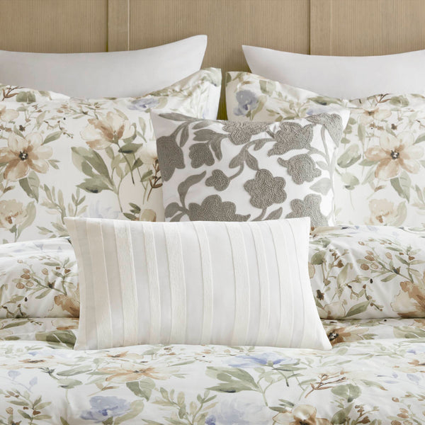 English Elm 6PCS Queen Cotton Sateen 300TC Comforter Set - Oversized 300gsm Fill, Bedskirt & Decorative Pillows B035P341175