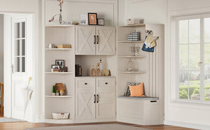 English Elm Multifunctional Hall Cabinet & Tree: Versatile 2-In-1 Storage Solution With Hooks For Entryway Style W1580S00185