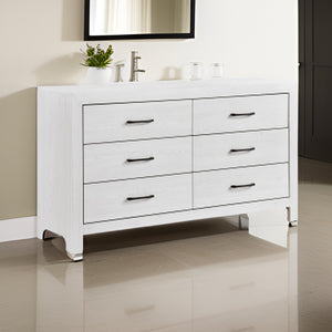 English Elm Eby Six Drawer Wide Dresser White Finish Black Nickel Hardware Bedroom Storage B056P416879