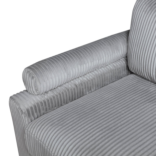 English Elm 6Pc Modular Sectional Set In Gray Corduroy - Versatile Living Room Furniture With Armless Chairs & Ottomans B011S01562