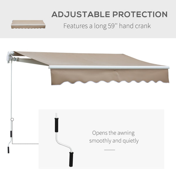 English Elm Outsunny 8' X 7' Manual Retractable Awning - Durable Outdoor Sun Shade For Patios & Windows, Brown W2225P174155-GIGA