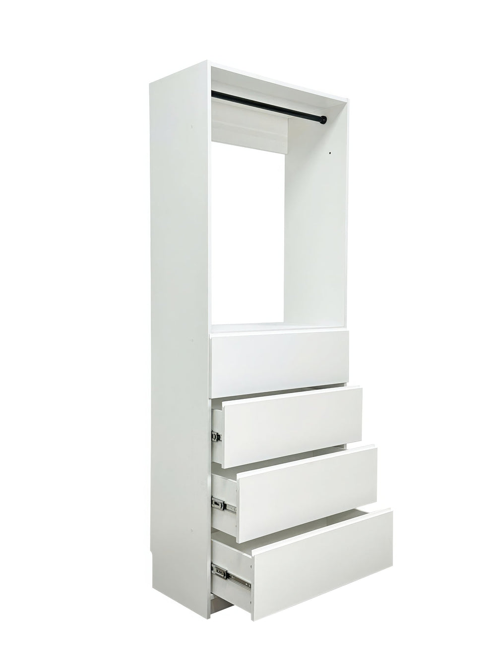 English Elm Prosper 32" White Wood Walk-In Closet — Freestanding Oak Finish, Durable Melamine, Two Rods & Ample Storage B040S00144