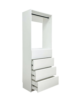 English Elm Prosper 32" White Wood Walk-In Closet — Freestanding Oak Finish, Durable Melamine, Two Rods & Ample Storage B040S00144