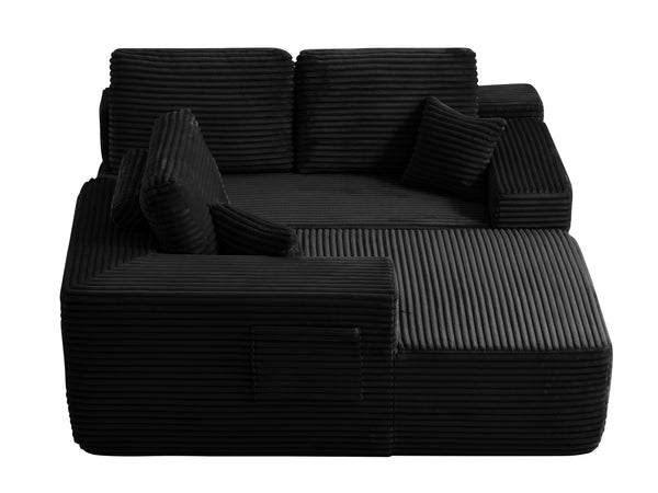 English Elm 104" Cloud Modular Sectional Plush Corduroy Deep Seating Sofa with Chaise for Living Room W3975S00031