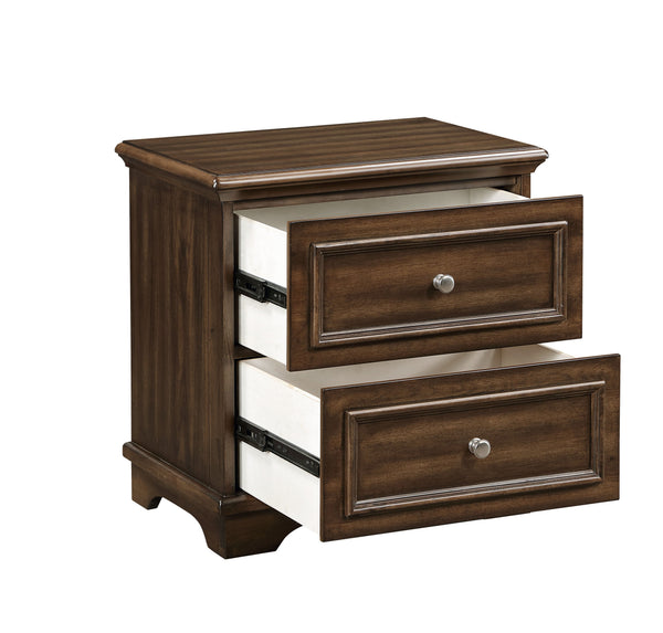 English Elm Franklin Walnut Four Piece Full Bedroom Suite with Headboard Dresser and Nightstand B2726P457620