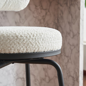 English Elm Modern Bouclé Swivel Bar Stools Set of 2 — Counter Height Fabric Seats with Metal Frame & Footrest, 360° Comfort White W1901P264272