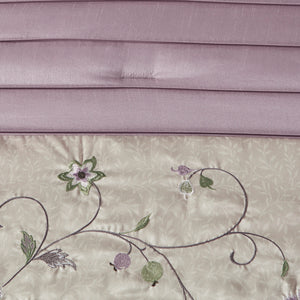 English Elm Embroidered 7-Piece Comforter Set In Soft Purple & Grey For California King - Luxurious Floral Design B03596943