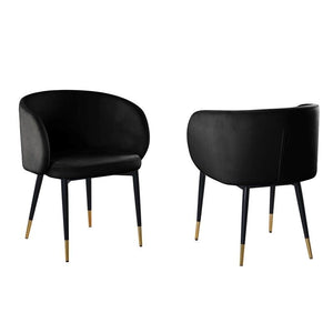 English Elm 1pc Velvet Barrel Back Accent Chair Gold Nailhead Trim Glamorous Curved Seat Black B011P496761