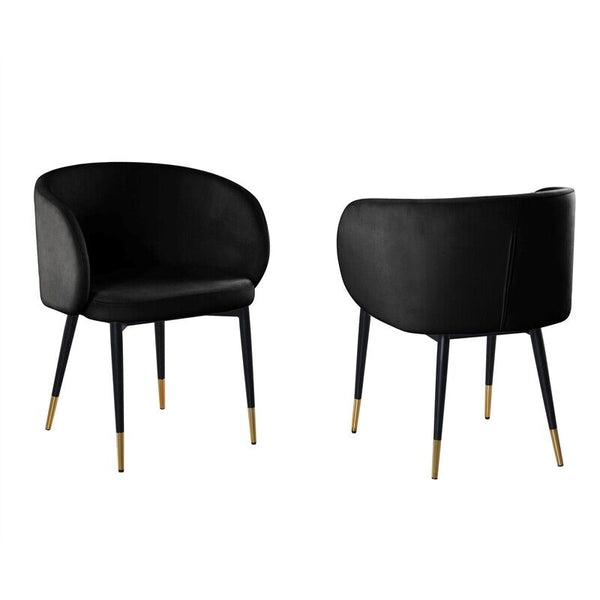 English Elm 1pc Velvet Barrel Back Accent Chair Gold Nailhead Trim Glamorous Curved Seat Black B011P496761