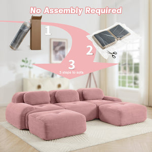 English Elm U-shaped Modular Corduroy Sectional Sofa with Curved Armrests for Living Room Comfort W714S01408