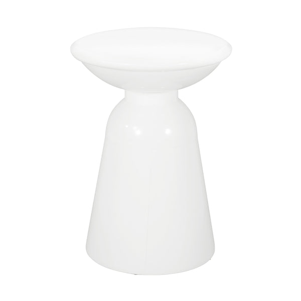 English Elm Serenita Outdoor Powder Coated Iron Pedestal Side Tables Sculptural Flared Set of Two White 73614.00WHI