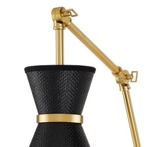 Avignon Wall Sconce - Handmade Black Paper Shade & Polished Brass Finish, French Chic Design Accent