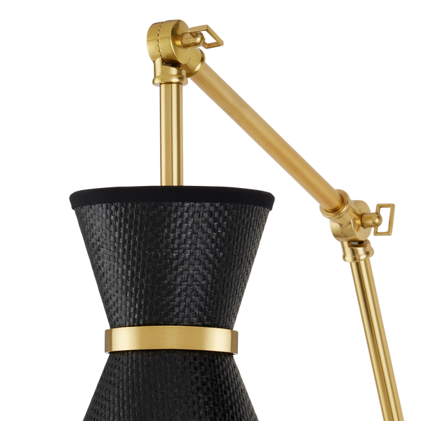 Avignon Wall Sconce - Handmade Black Paper Shade & Polished Brass Finish, French Chic Design Accent