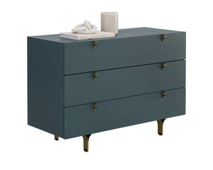 Sunpan Celine Dresser - Elegant Rubberwood Design with Antique Brass Feet for a Stunning Bedroom Upgrade Teal