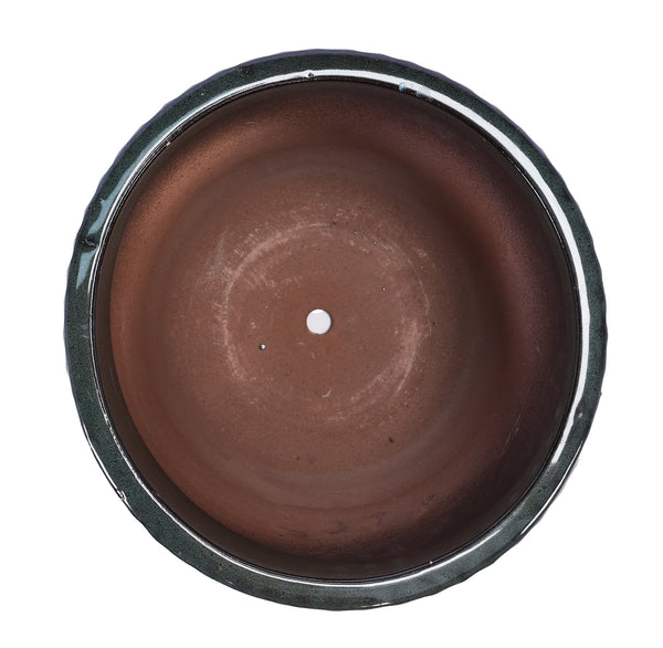 English Elm 3 Pieces Ceramic Flowerpot Set – Handcrafted Antique Black Planters For Indoor & Outdoor Use W3273P321472