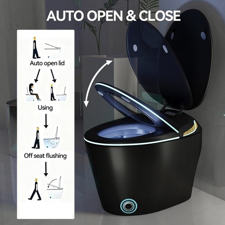 English Elm Unique Smart Toilet with Built in Bidet Auto Lid Foot Sensor and Warm Air Dryer W3133P384976