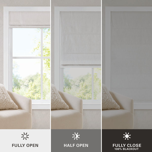 English Elm 1 Roman Shade 35x64" Total Blackout Cordless Polyester Roman Shade with Weighted Hem and Hardware White 6.29 L x 9.25 W x 8.07 H B035P319843