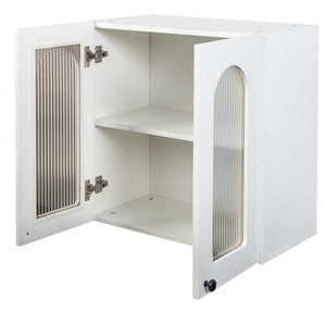 English Elm Wall Mounted Display Cabinet Arched Glass Door Floating Shelves for Kitchen or Bath W331P379951