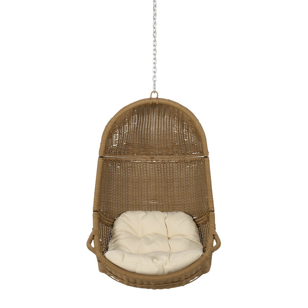 English Elm Christopher Knight Home® - Berkshire Woven Hanging Chair With 8Ft Adjustable Chain – Cozy Indoor/Outdoor Seat With Cushions 70842.00BGE