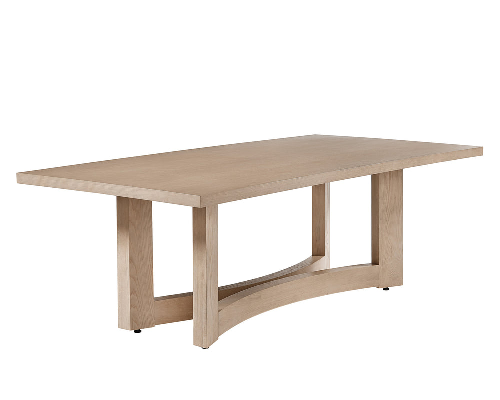 Sunpan Arezza 90.5" Sculptural Dining Table in Light Wash Oak - Scandinavian Design for Modern Homes