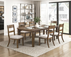 English Elm Contemporary Extendable Farmhouse Dining Table Birch Veneer Seats Six Warm Brown B011P474218
