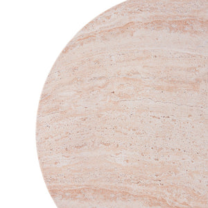English Elm 27.5" Round Mgo Coffee Table Travertine Stone Finish Indoor Outdoor Patio Use N772P306665T