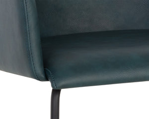 Sunpan Hensley Dining Armchair - Modern Urban Design with Faux Leather and Stylish Matte Black Legs Dark Teal