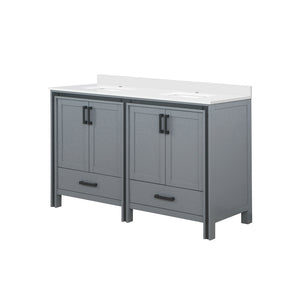 English Elm Dark Grey Double Bath Vanity 60" W x 22" D with Cultured Marble Top, Solid Wood, Soft-Close Storage B2731P260711