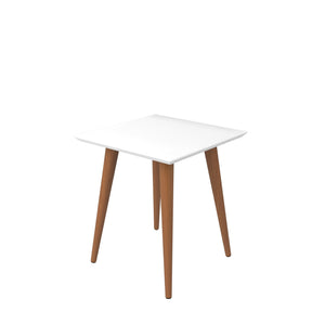 English Elm Utopia Lacquered 17" Square End Table with Solid Wood Splayed Legs, Sleek Durable Accent Piece White B365P398489
