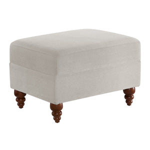 English Elm Candor Beige Sea Oat Chair & Ottoman Set — English Roll Arms, Pocket Springs, Walnut Legs, Plush Comfort B050S00002