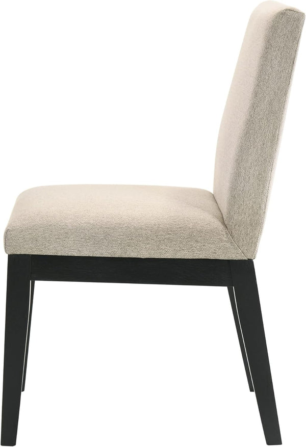 English Elm Contemporary Upholstered Dining Chairs Set of Two Oatmeal Fabric Kitchen Seating B011P446660