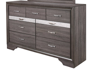 English Elm RYDER Sparkle Chest with 6 Spacious Drawers and Jewelry Drawer, Modern Solid Wood Frame Design Gray 65.2 L x 18.82 W x 41.02 H B201P215944