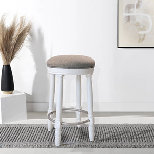 English Elm AGODY 26" Counter Swivel Bar Stools Set of 2 with Cushioned Fabric Seats, Iron Footrest, 300lb Capacity W2170P208071