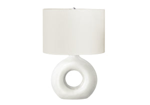 English Elm Lighting, Sculptural Donut Ceramic Base Table Lamp with Oval Ivory Shade Modern Decor B2710P461822