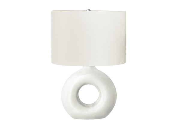 English Elm Lighting, Sculptural Donut Ceramic Base Table Lamp with Oval Ivory Shade Modern Decor B2710P461822