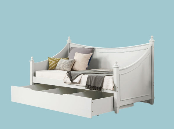 English Elm Transitional Twin Daybed With Trundle - Solid Wood, Classic Molding, White Finish, Space-Saving Design B2741S00477-GIGA