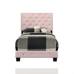 English Elm Charming Velvet Twin Bed with Hidden Storage Drawers, Casual Solid Frame, Easy Assembly Comfort Pink 24.6 L x 44 W x 5.5 H B078108025