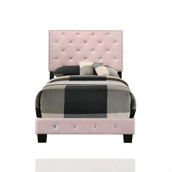 English Elm Charming Velvet Twin Bed with Hidden Storage Drawers, Casual Solid Frame, Easy Assembly Comfort Pink 24.6 L x 44 W x 5.5 H B078108025